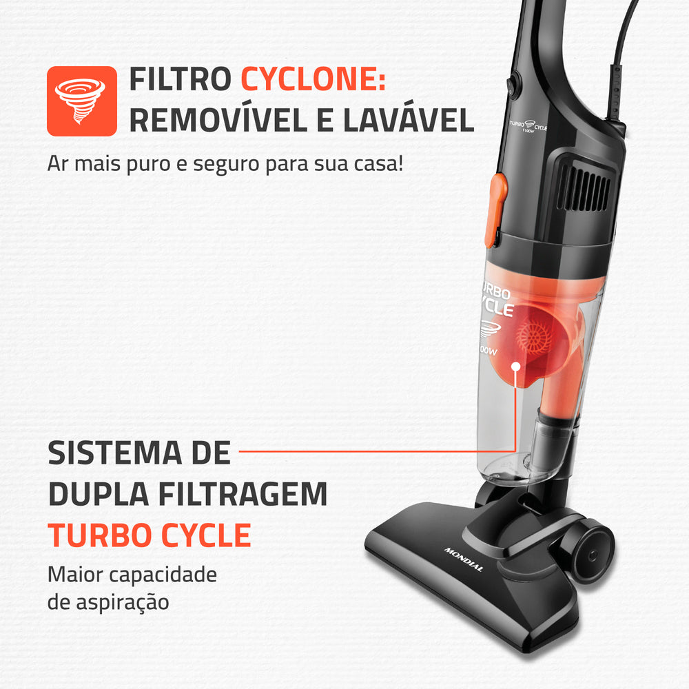 Aspirador De Pó Vertical Mondial Turbo Cycle 1100w Ap-35 Aspirador De Pó Vertical Mondial Turbo Cycle 1100w Ap-35